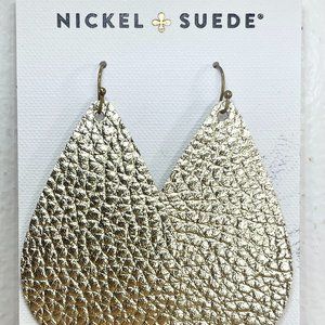 Metallic Gold Suede Earrings - Medium